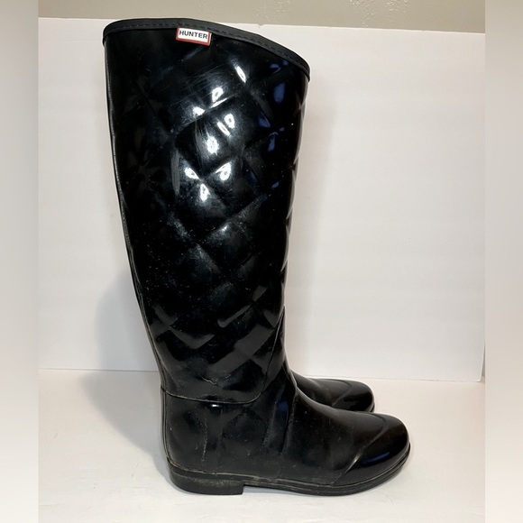 Tall Hunter Black Quilted Rain Boots - Picture 1 of 16